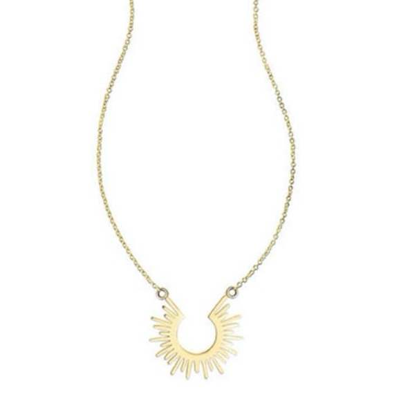 New 18KGP Golden Sunburst / Rays of Sunshine Boho Pendant Necklace ~ Gold Plated - Picture 7 of 17